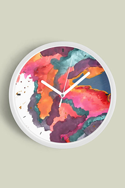 JHAAR Ceas de perete modern cu design abstract - 42 cm - Carcasă albă cu stic...