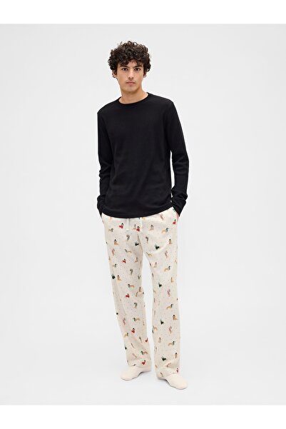 GAP Erkek Krem Relaxed Flannel Pijama Altı
