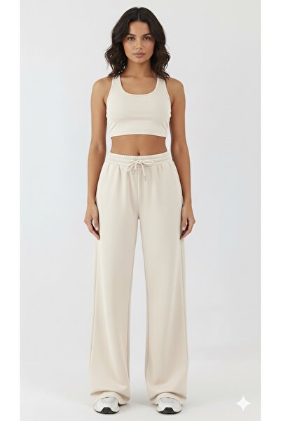 sarıdağ Φούτερ Palazzo με τρεις ράβδες, φαρδιά φούτερ με φαρδιά πόδια