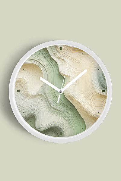 JHAAR Soyut - Bohem Modern Duvar Saati - 25cm - Önü Camlı Beyaz Kasa - Sessiz...