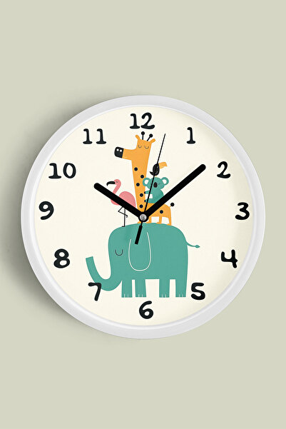 JHAAR Ceas de perete pentru camera copiilor cu design modern Animale drăguțe ...