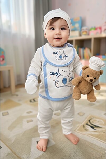 Butik Baby Boy Bodysuit Set – 5 Pieces Newborn Hospital Release |   Soft Cott...