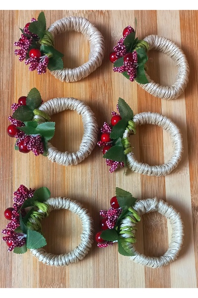 BNGaksesuar New Year's Tableware Presentation 6 Pieces Kokina Napkin Rings