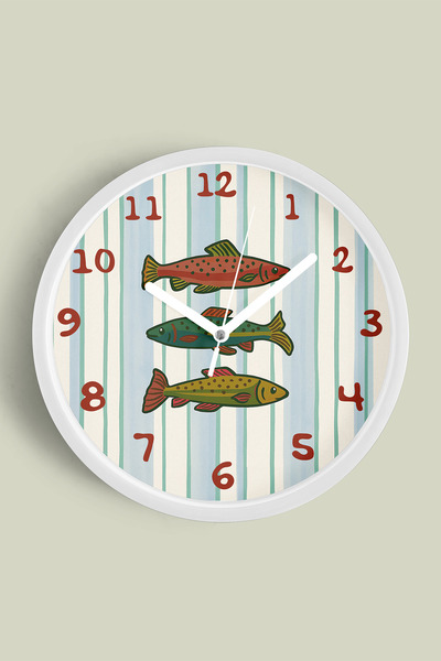 JHAAR Ceas de perete pentru camera copiilor cu pești colorați - 25 cm - Carca...