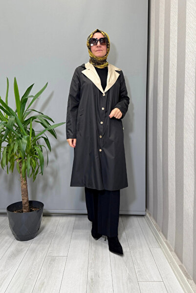 MISS DALIDA Double-Sided Lightweight Soft Coat Black-Beige T25Pf-8012