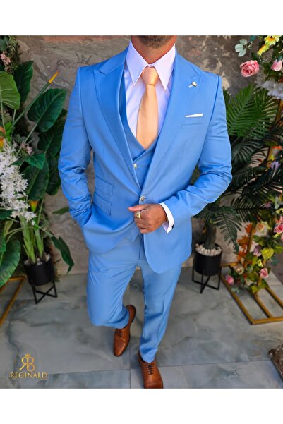 Philip Guston Men's suit, Blue with gold buttons: Jacket, Vest and Pants