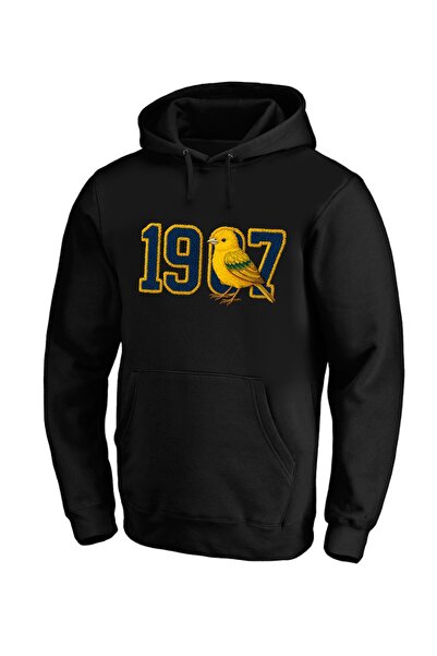 Efendioğlu Design kapüşonlu nakış baskılı 19kuş7 baskılı pamuklu 3 iplik şard...