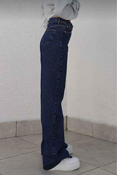 DRC trend Camelia 90`S Stretch Fabric Casual Navy Blue Super High Waist Wide Leg Denim Jeans