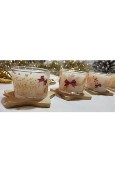 Liona Xmas Apple Crumble 100g Candle with Wooden Star Holder