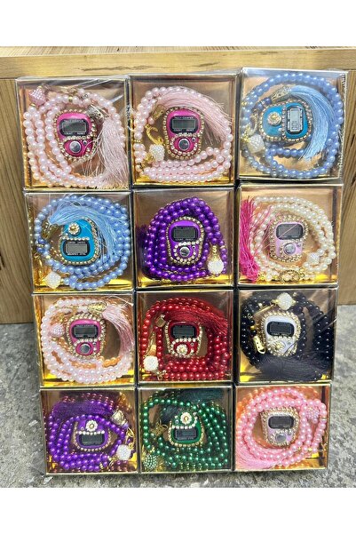 semazen Hac Umre Çeyizlik Hediyelik 10 adet Kutulu İnci Tesbih ve Taşlı Zikir...