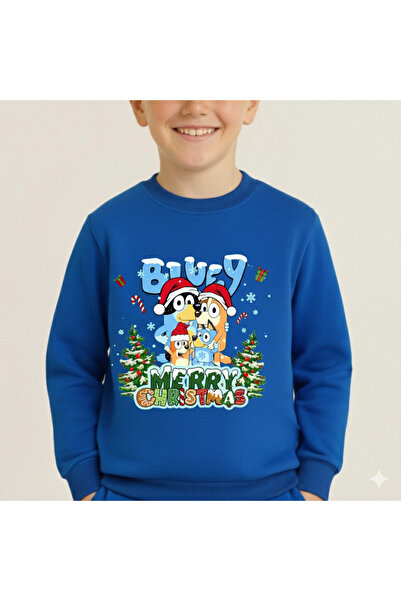 LİTTLE TORTOİSE Boy's Christmas New Year Printed 3 Thread Fleece-Lined Winter Sweatshirt / Tracksuit Set