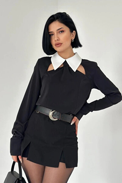 GENCULUS Black Tie Front Detailed Blouse