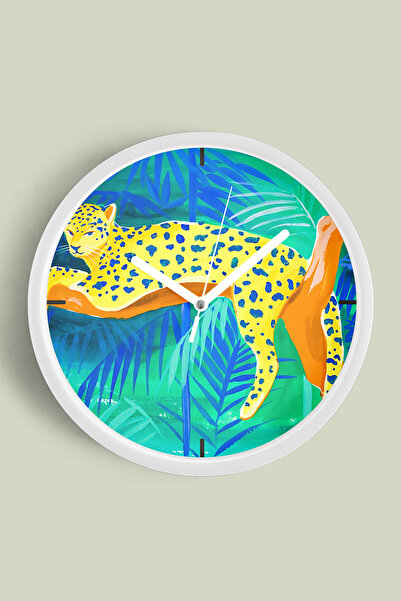 JHAAR Ceas de perete modern cu tematică Tigru Tropical - 30 cm - Carcasă albă...