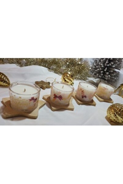 Liona Xmas Apple Crumble 100g Candle with Wooden Star Holder