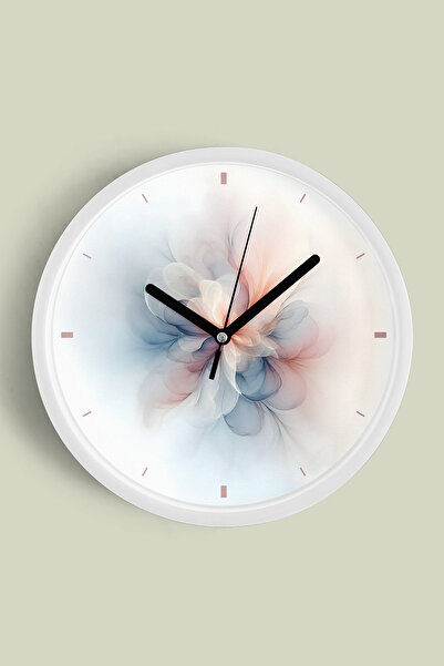 JHAAR ساعة حائط حديثة بنمط زهور باستيل ناعمة - 30 سم - هيكل أبيض مع زجاج أمام...