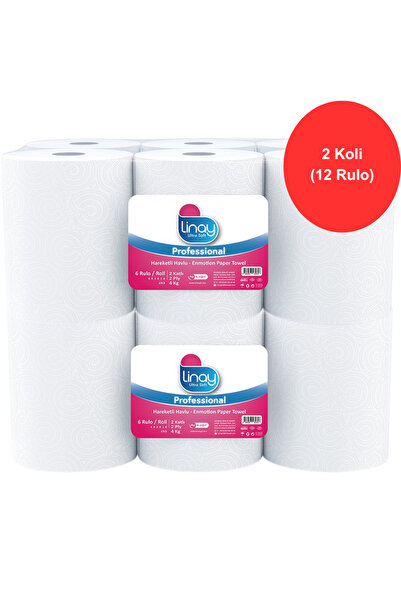 Linay Fotoselli Paper Towels 6 Rolls X 2 Boxes – Total 12 Rolls, 2-Ply, 21 cm X 67 M, 100% Cellulose
