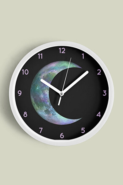 JHAAR Abstract Colorful Moon Design Modern Wall Clock - 42cm - White Case wit...