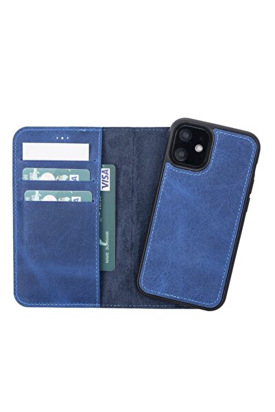 AbbasShop حافظة جلدية متوافقة مع هاتف Apple iPhone 12 Mini G21 باللون الأزرق