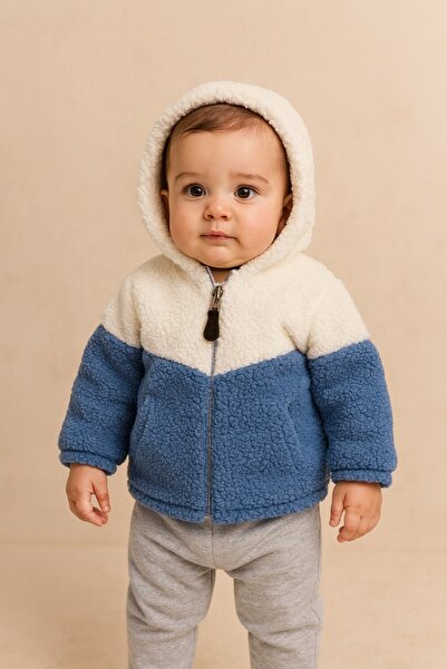 wofım kıds Wofim Plush Coat Cardigan for Baby Girl and Boy with Lining Hooded