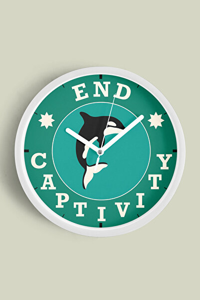 JHAAR Free Whale Design Activist Modern Wall Clock - 42cm - White Case with G...