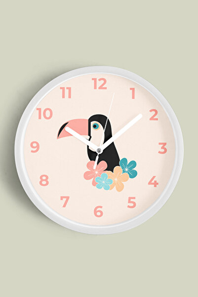 JHAAR Ceas de perete pentru camera copiilor cu pasăre tucan tropicală - 30 cm...