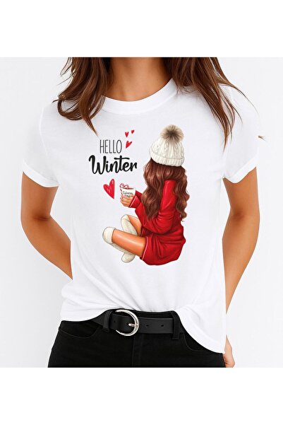 OEM Tricou 100% bumbac alb Hello Winter