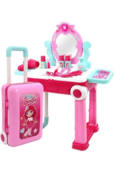 Generic Beauty Playset 2 in 1 Vanity Mirror Makeup Suitcase Trolley, With Lights & Sound - Multicolour