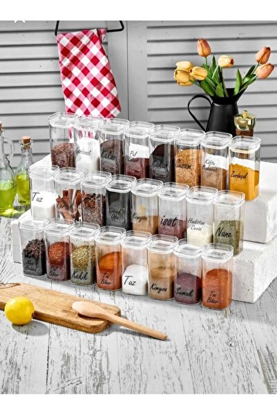 CELSEN HOME 300 ml Acrylic Storage Container with 24 Labels - Premium Luxury ...