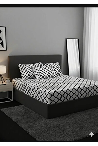 Home Battal Size Elastic Double Bed Sheet Set (2 Pillowcases)