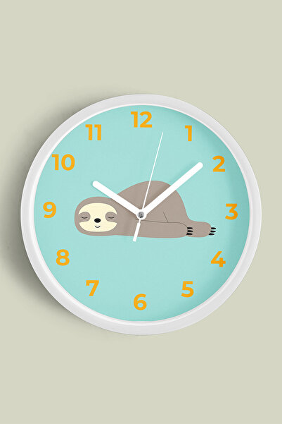 JHAAR Ceas de perete pentru camera copiilor cu design drăguț cu animale leneș...