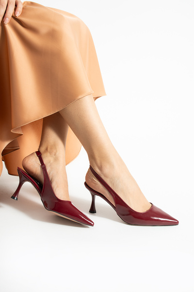 Parparastil Arya Women's Burgundy Thin Heeled Slingback Stylish Heeled Shoes