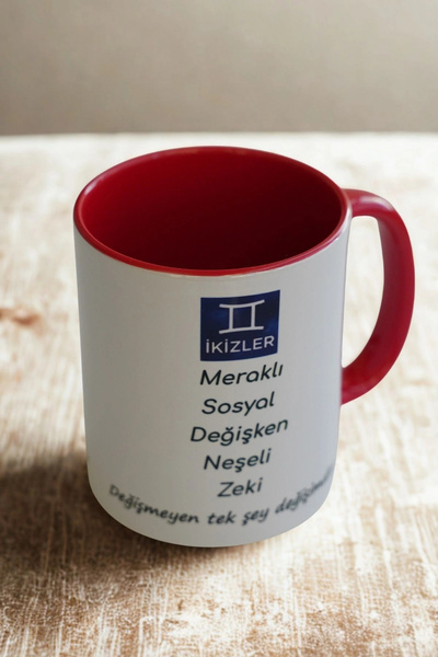 Ahinur Mutfak Gemini Zodiac Porcelain Mug – Curious, Cheerful, Clever and Social Design Mug