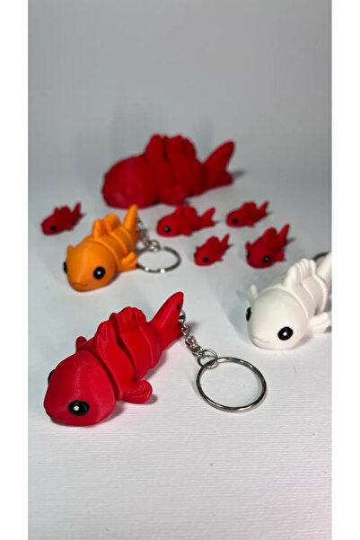 Hediyem Senin İçin سلسلة مفاتيح على شكل سمكة متحركة مطبوعة بتقنية ثلاثية الأب...