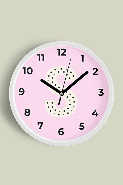 JHAAR ساعة حائط لغرفة الفتيات بحرف S - 30 سم - هيكل أبيض مع واجهة زجاجية - آل...