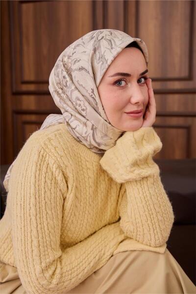 Silk Home Silver Ethnic Pattern Tivil Woven Pure Silk Scarf-Kvs0904