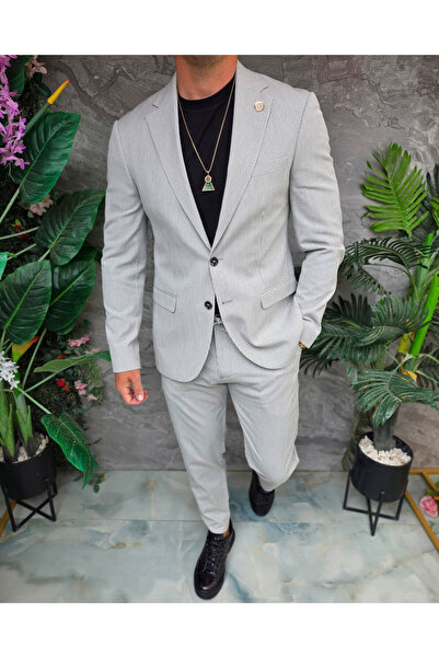 Philip Guston Men's suit, Gray with fine stripes: Jacket and Pants