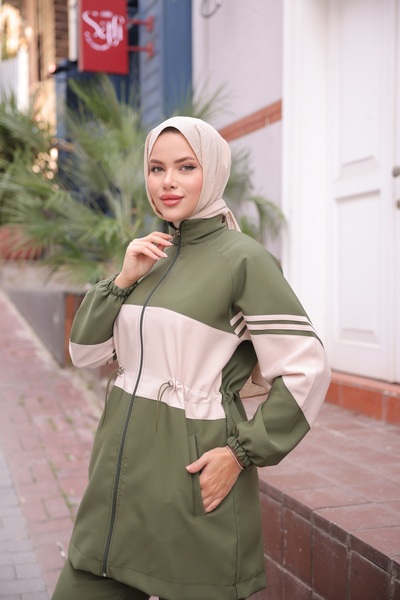 MİMİ Luxury Wear Hijab Tracksuit Set Zippered Bottom Top Tracksuit Set