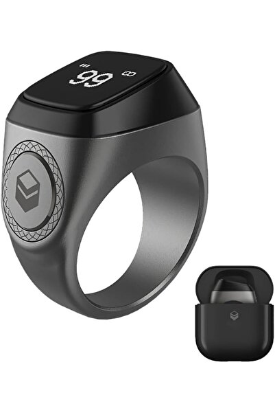 Generic Metal Alloy M02/M02 Pro Smart Zikr Ring - OLED, Bluetooth, 5 Prayer Reminders (Graphite, 18mm)