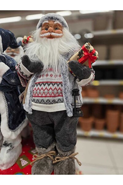 Jumbo Santa Claus figurine with vest and gift 46 cm