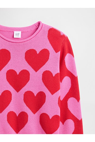 GAP Kız Çocuk Pembe Relaxed Roll-Neck Kazak