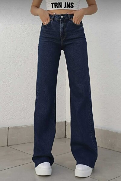 DRC trend Camelia 90`S Stretch Fabric Casual Navy Blue Super High Waist Wide Leg Denim Jeans