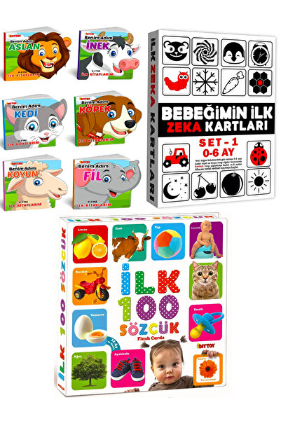 a v d a Hayvanlar ilk Kitaplarım + Bebeğimin ilk Zeka Kartları + ilk 100 sözc...