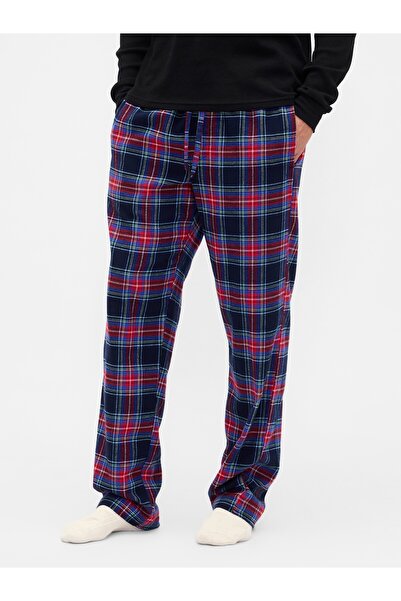 GAP Erkek Lacivert Relaxed Flannel Pijama Altı