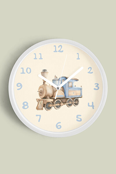 JHAAR Ceas de perete pentru camera copiilor cu design tren - 42cm - Carcasă a...