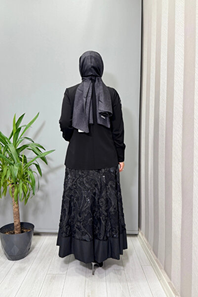 MissWhence Lace Skirt Blouse Set Black (Sequined) 38219