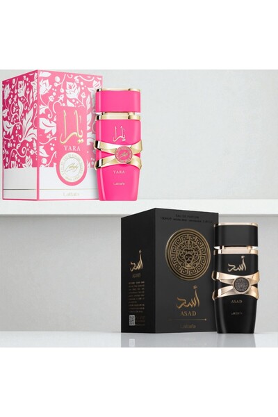 lattafa Set of 2 Perfumes – Yara Candy Women 100ml + Asad Men 100ml – Perfect Gift for Couples