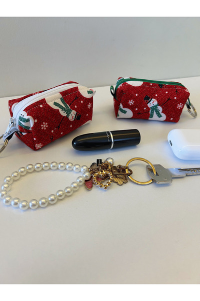 Ays Quilt Yılbaşı Temalı Çok Amaçlı Anahtarlık Çanta Charm - AirPods Kılıfı - Mini Ruj Ve Bozuk Para Çantası