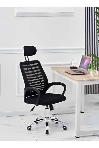 C&C Home كرسي مكتب كمبيوتر مريح قابل للتعديل مع مسند رأس وقاعدة فولاذية