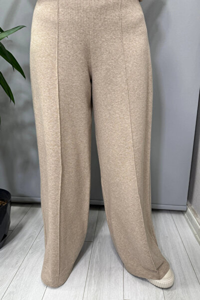 MISS DALIDA Front Stitched Wide Leg Trousers Mink T25Pf-7003