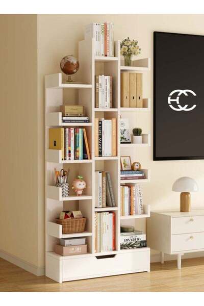 Raffine Creative Bookshelf with Drawer Bookcase 51 x 19 x 141 cm